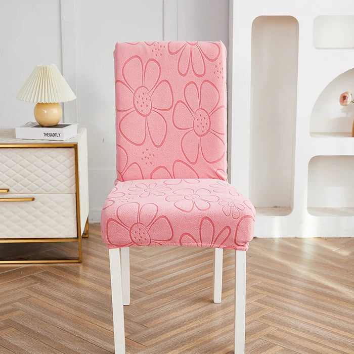 Anyhouz Chair Cover Pink Floral Design with Anti-Dirt and Elastic Material for Dining Room Kitchen Wedding Hotel Banquet Restaurant