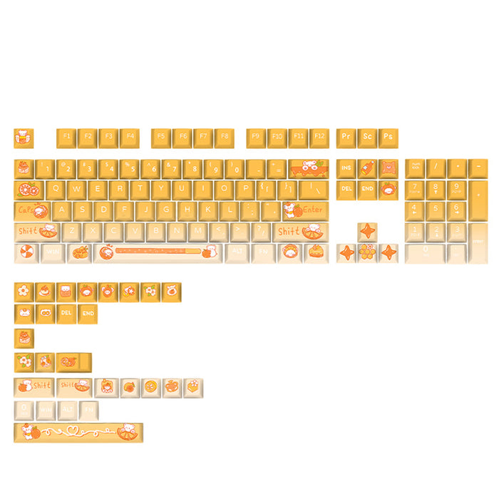 Anymob Keycap Keyboard Orange Bears Pattern  132 Switched Gaming Mechanical Keys