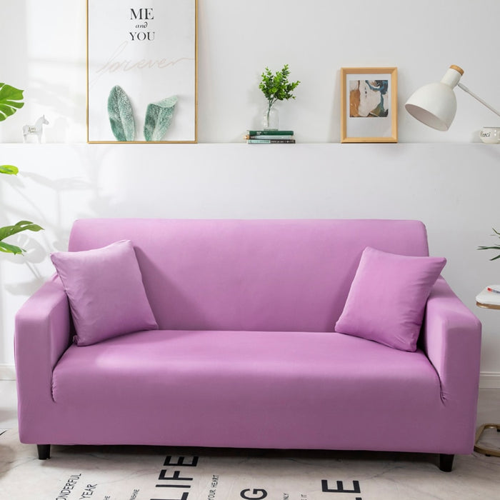 Anyhouz 2 Seater Sofa Cover Plain Light Purple Style and Protection For Living Room Sofa Chair Elastic Stretchable Slipcover