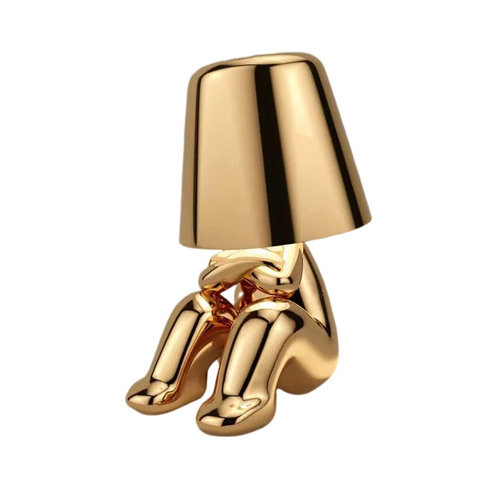 Anyhouz Hotel Lightning Lamp Rechargeable Gold Little Man Sitting Down Position Table Lamps Touch Switch Decoration Led Night Light