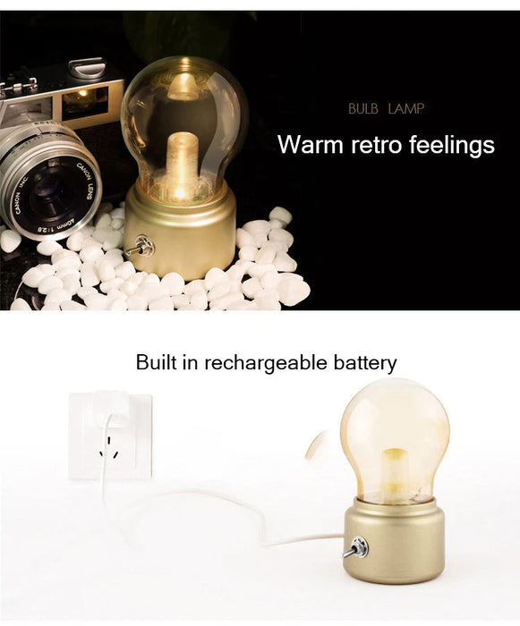 Anyhouz Table Lamp Retro Bulb Desk Light USB Rechargeable For Home Bedroom