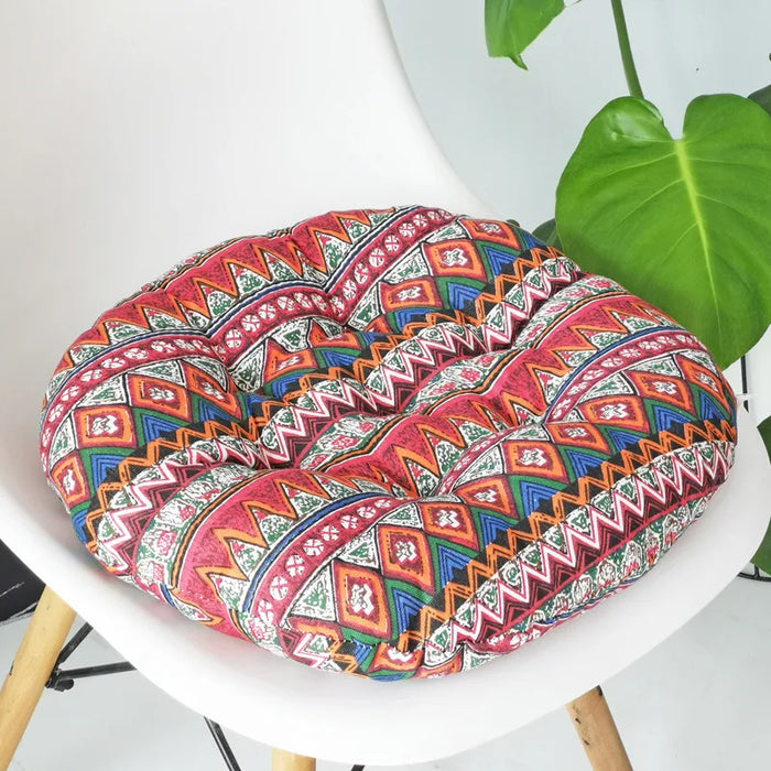 Anyhouz Seat Cushion Red Bohemian Round Chair Pad Decorative Pillow