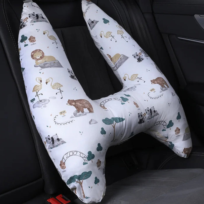 Anypack Car Travel Pillow UShape Zoo Park Pattern Children Travel Pillow Cushion for Car Seat, Safety Neck Pillow for Kids