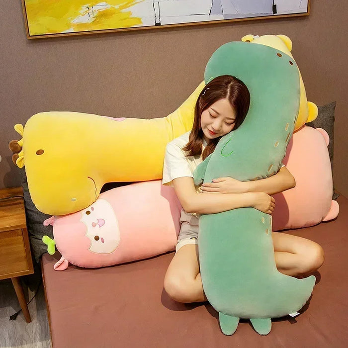 Anyhouz Side Sleeping Body Pillow Pink Lama Lovely Cartoon Animal Soft Cozy Throw Long Pillows 80cm