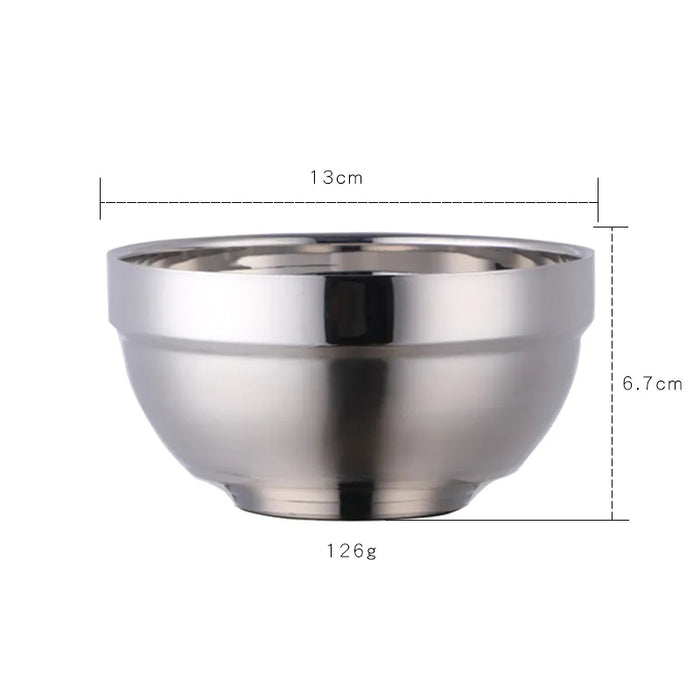 Anygleam Pink Rainbow 2Pcs Big Stainless Steel Rice Bowl Single Anti-Scalding Layer Cooking Utensil