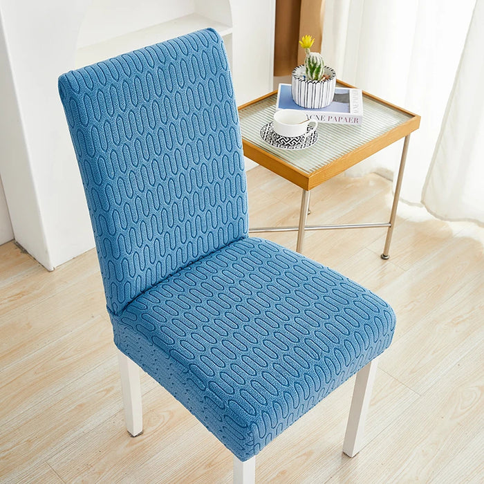 Anyhouz Chair Cover Blue Wavey Lines Design with Elastic Material for Dining Room Kitchen Wedding Hotel Banquet Restaurant