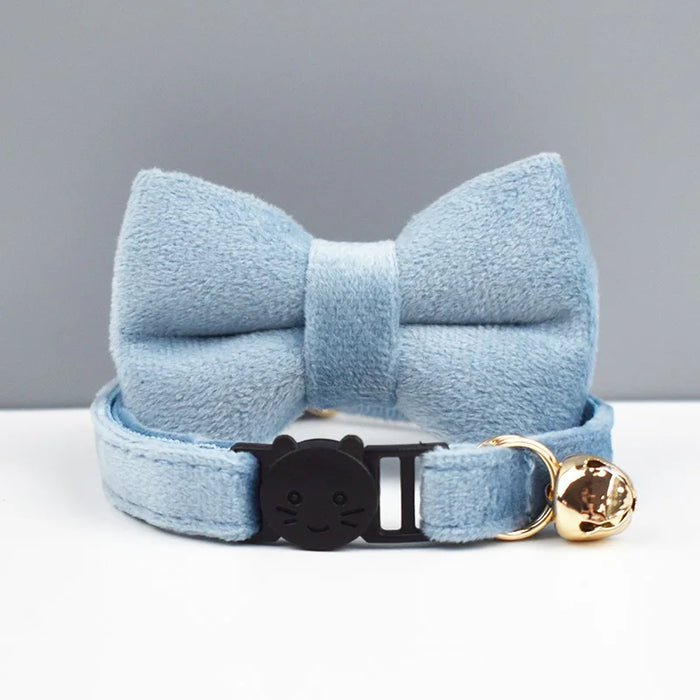 AnyWags Cat Collar Light Blue Bow Large with Safety Buckle, Bell, and Durable Strap Stylish and Comfortable Pet Accessory