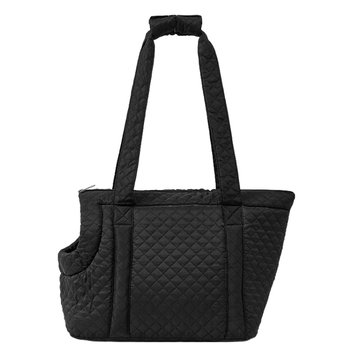 Anywags Pet Carrier Thin Black Korean Inspired Pet Hand Bag or Shoulder Bag with Quilted Cotton Portable Bag