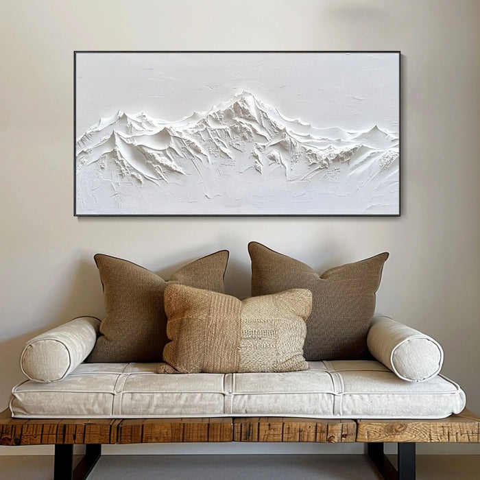 Anyhouz Canvas Art Hand Painted White Mountain 3D Modern Wall Decor For Home