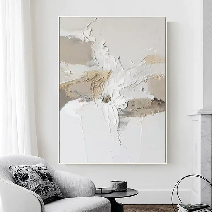 Anyhouz Canvas Art Hand Painted Beige And White Abstract Sandscape Unique Wall Decor Ideas For Home