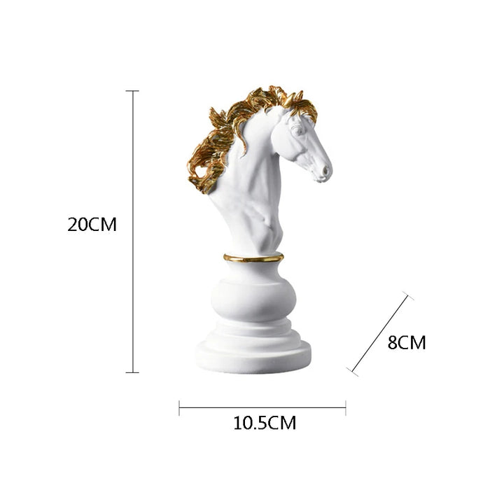 Anyhouz Home Figurine Chess Piece White Knight Medium Resin for Living Room Desktop Decoration Accessories Gifts