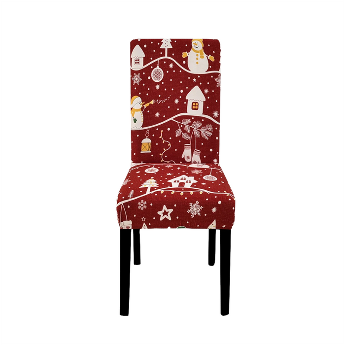 Anyhouz Chair Cover Maroon Festive Christmas Design Stretchable Dining Slipcover