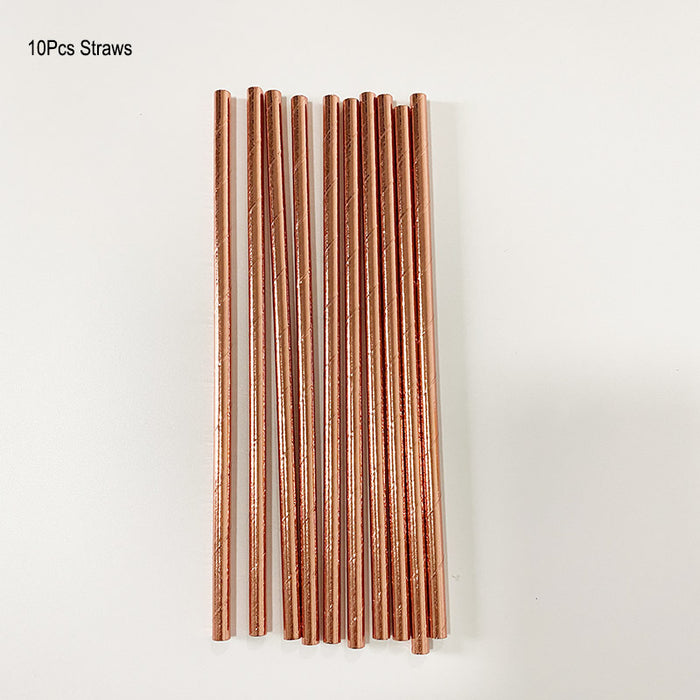 Anyparty Straw Rose Gold 25Pcs Disposable Party Needs