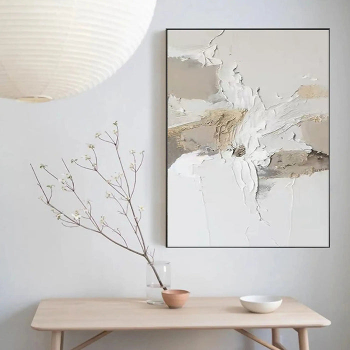 Anyhouz Canvas Art Hand Painted Beige And White Abstract Sandscape Unique Wall Decor Ideas For Home