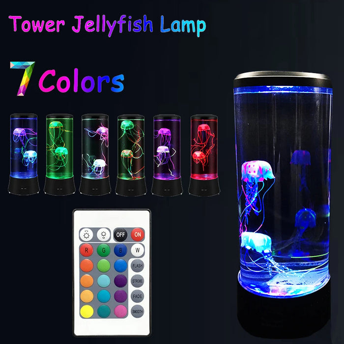 Anyhouz Table Lamp Aquarium Jellyfish Lights USB Rechargeable For Bedroom And Living Room