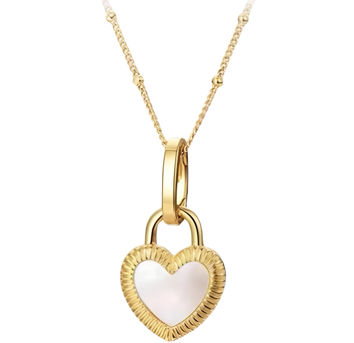 Anyco Necklace 925 Silver for Women Elegant White Shell Heart Pendant Cubic Zirconia 5A Gold Platting Jewelry