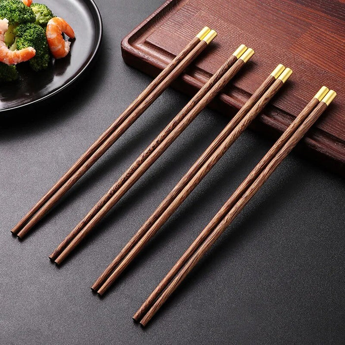 Anygleam Dark Brown 10pairs Wooden Chinese Sticks Set Food Kitchen Tableware