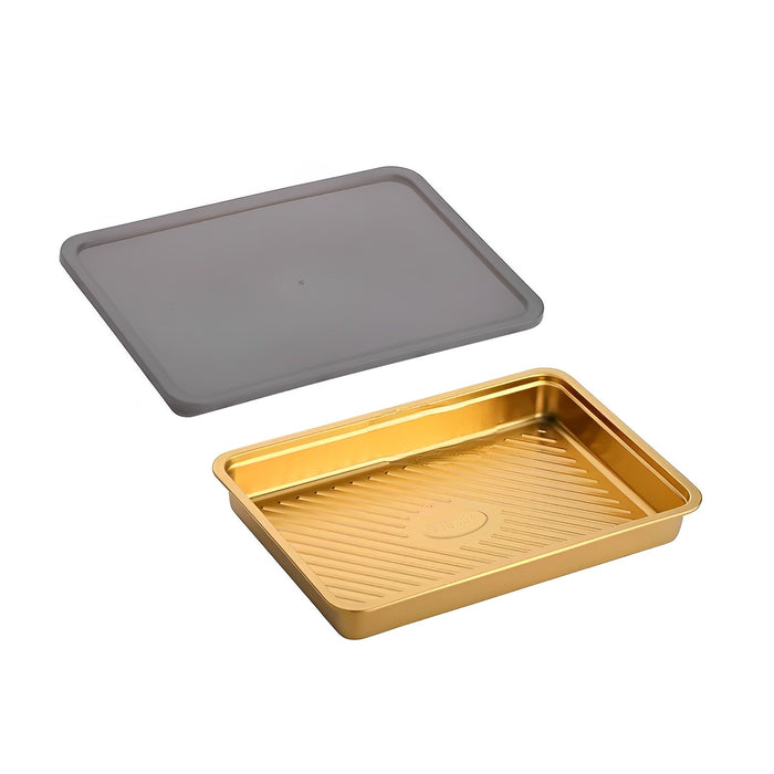 Anygleam Gold 1Pc Food Grade Stainless Steel Crisper Box Food Storage with Lid