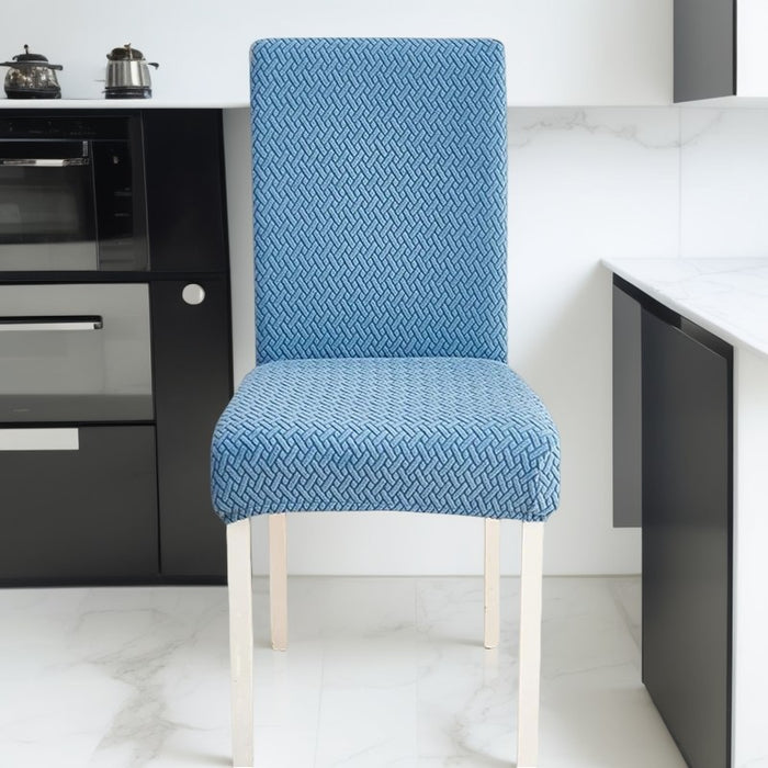 Anyhouz Chair Cover Blue Small Knitted Design with Anti-Dirt and Elastic Material for Dining Room Kitchen Wedding Hotel Banquet Restaurant