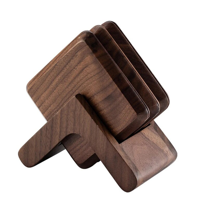 Anygleam  Black Walnut 6pcs Wooden Coasters Cup Kitchen Tools Accessories