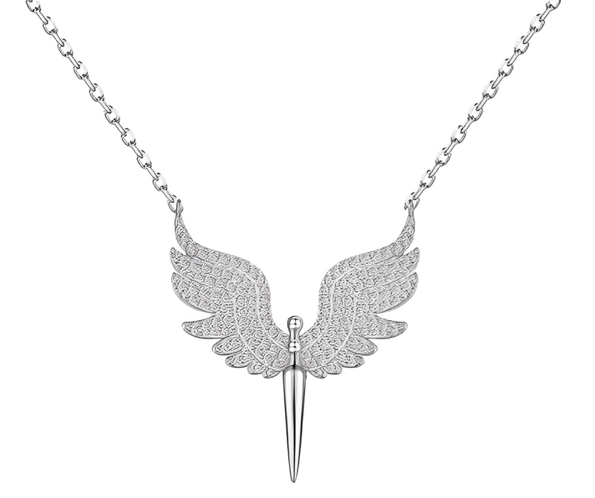 Anyco Necklace 925 Silver for Women Feathered Angel Pendant Cubic Zirconia 5A Rhodium Platting Jewelry