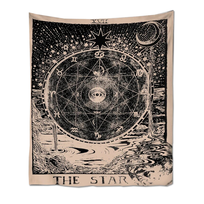 Anyhouz Tapestry Black Star 95X70 cm Tarot Card Psychedelic Scene Art Hippie Bohemian Decoration Sheets