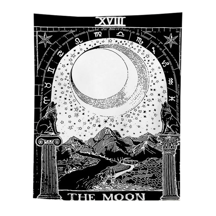 Anyhouz Tapestry Black The Moon 230X180 cm Tarot Card Psychedelic Scene Art Hippie Bohemian Decoration Sheets