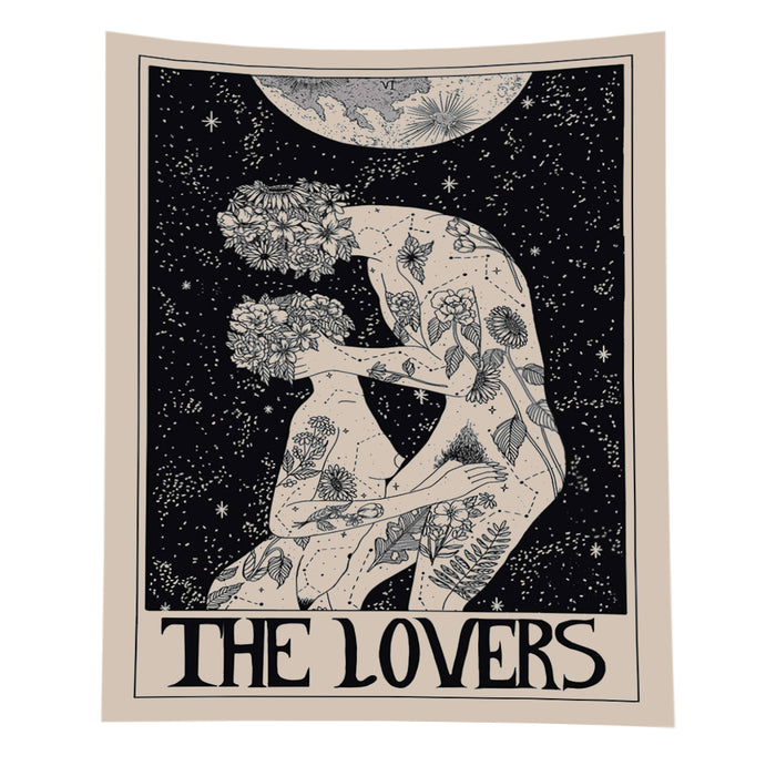 Anyhouz Tapestry Black Lovers 200X150 cm Tarot Card Psychedelic Scene Art Hippie Bohemian Decoration Sheets