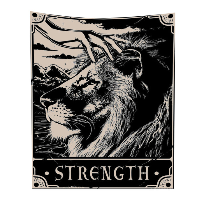 Anyhouz Tapestry Black Lion Strength 200X150 cm Tarot Card Psychedelic Scene Art Hippie Bohemian Decoration Sheets