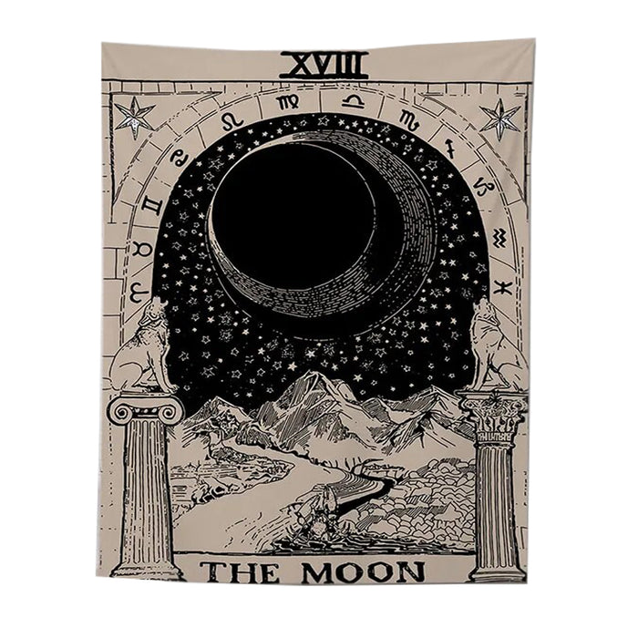 Anyhouz Tapestry Beige The Moon 230X180 cm Tarot Card Psychedelic Scene Art Hippie Bohemian Decoration Sheets