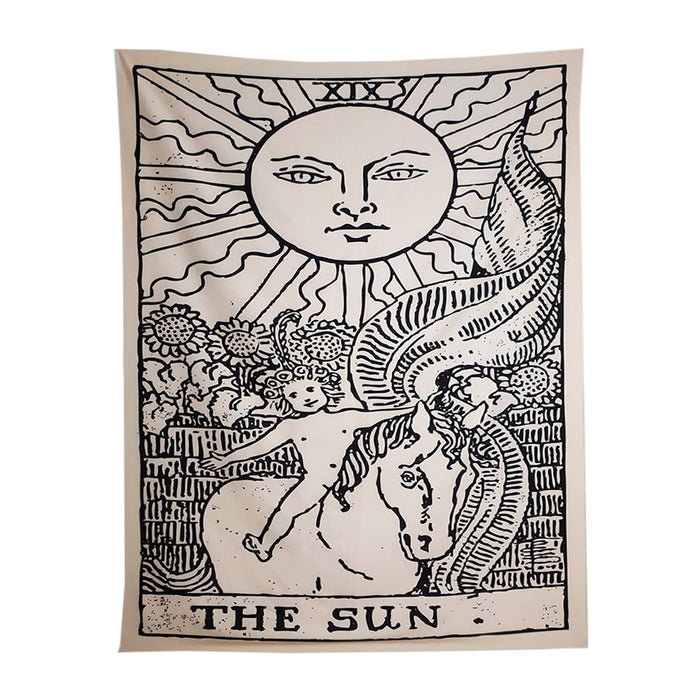 Anyhouz Tapestry Beige The Sun 150X130 cm Tarot Card Psychedelic Scene Art Hippie Bohemian Decoration Sheets