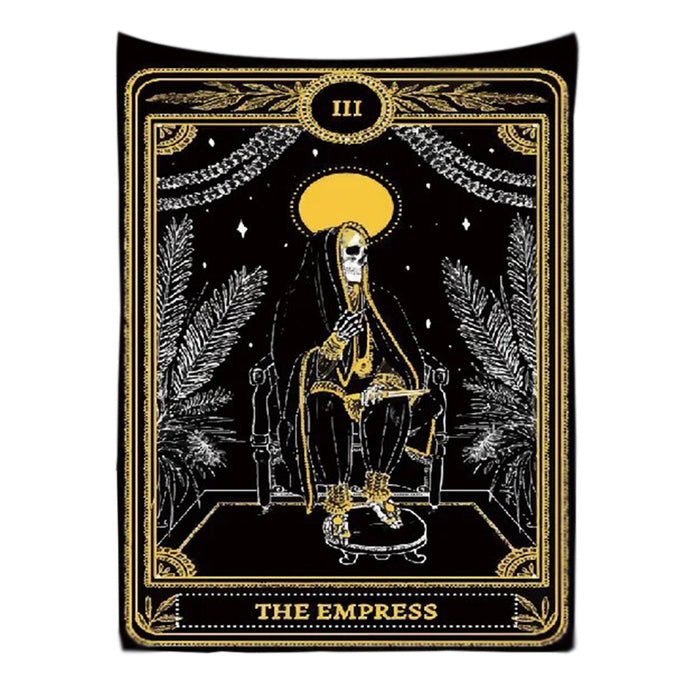 Anyhouz Tapestry Black Yellow Empress 230X180 cm Tarot Card Psychedelic Scene Art Hippie Bohemian Decoration Sheets