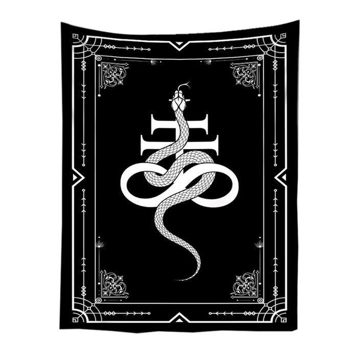 Anyhouz Tapestry Black Snake 95X70 cm Tarot Card Psychedelic Scene Art Hippie Bohemian Decoration Sheets