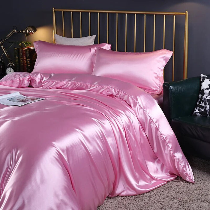 Anyhouz Beddings Blush Pink AU Single Size 2 Pcs High End Satin Smooth Duvet Cover Set Luxury Polyester Silky Soft Cozy Bedding Set