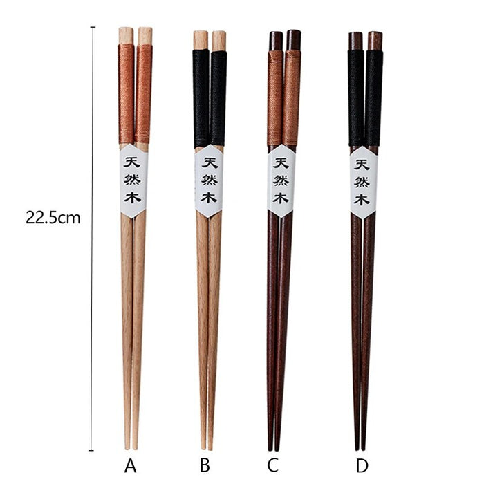 Anygleam Black 4pairs Wooden Chopsticks Reusable Kitchen Tableware