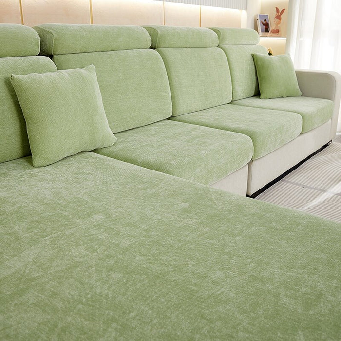 Anyhouz Sofa Cover Mint Green L-Shape Polyester Chenille Thick Stretchable Cushion For Living Room Enlarge Size Medium