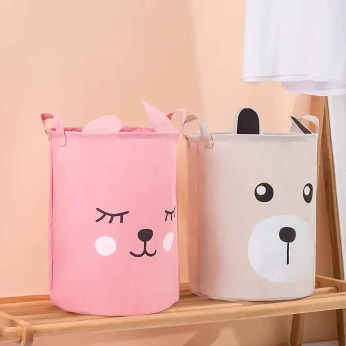 Anyhouz Storage Bag Bear Waterproof Folding Clothing Organizer Cartoon Cloth Art Storage Bucket Travel Wardrobe Organizer