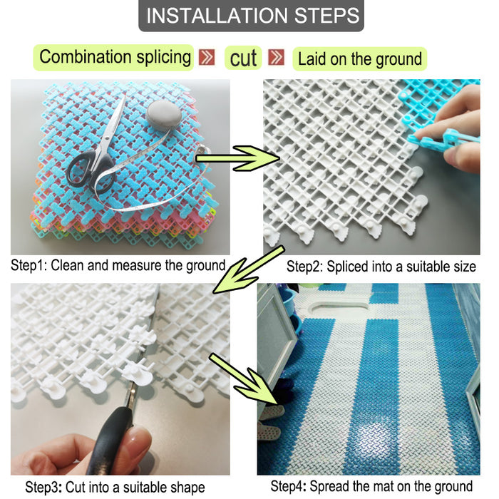 Anyhouz Splicing Mat White 25x25cm 20Pcs DIY Non Slip Bathroom Mat Mesh Drainage Massage Floor Carpet