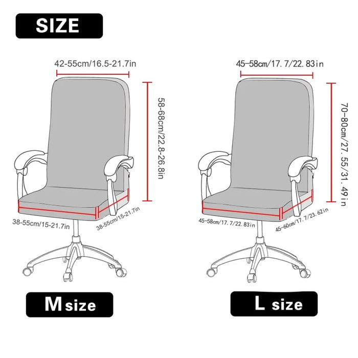 Anyhouz Office Chair Cover Black Dark Gray Pattern Large Non-Slip Rotating Seat Case Universal Armrest Chair Protector