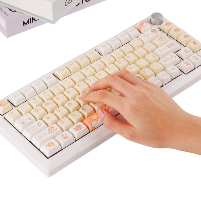 Anymob Keycap Keyboard Yellow 131 Keys Korean Dye Sublimation Touch Clicks Bag Pack