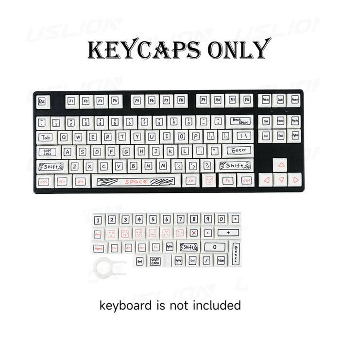 Anymob Keycap Keyboard White Notes Theme 125 Anime Keys Cute Mechanical Personalized Touch Clicks