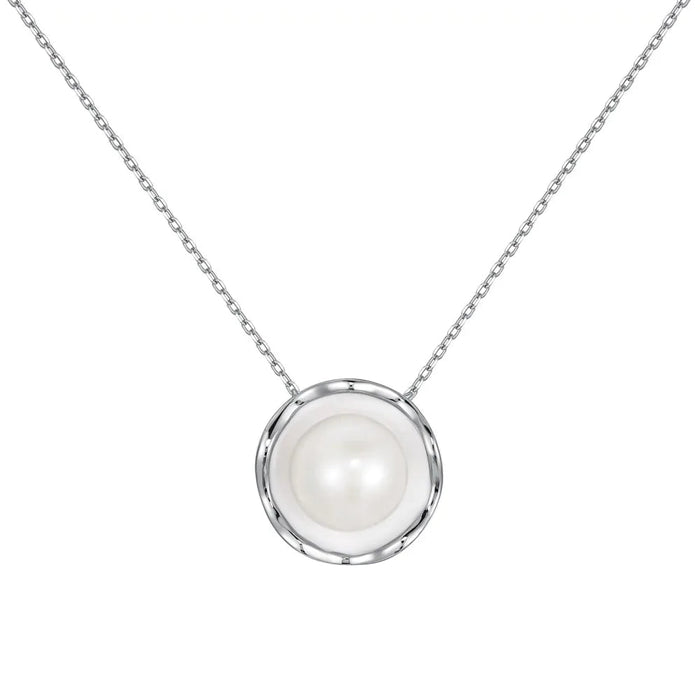 Anyco Necklace 925 Silver for Women Dainty Choker Pearl Pendant  Rhodium Platting Jewelry