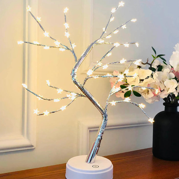 Anyhouz Table Lamp White Warm 60 LED Bonsai Tree Desk Light USB Rechargeable For Living Room