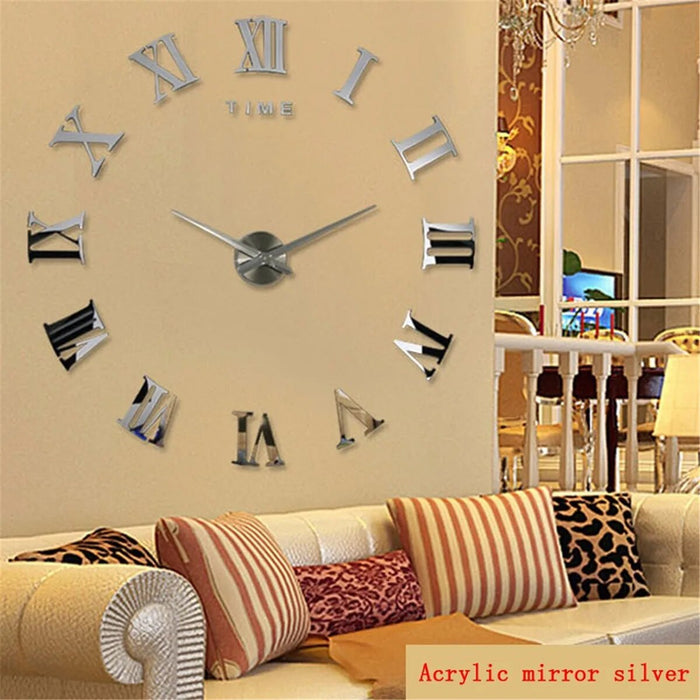 Anyhouz Wall Clock Black Design I 37 Inch 3D Diy Mirror Wall Clock Acrylic Sticker Fashion Quartz Clocks Watch Home Decoration