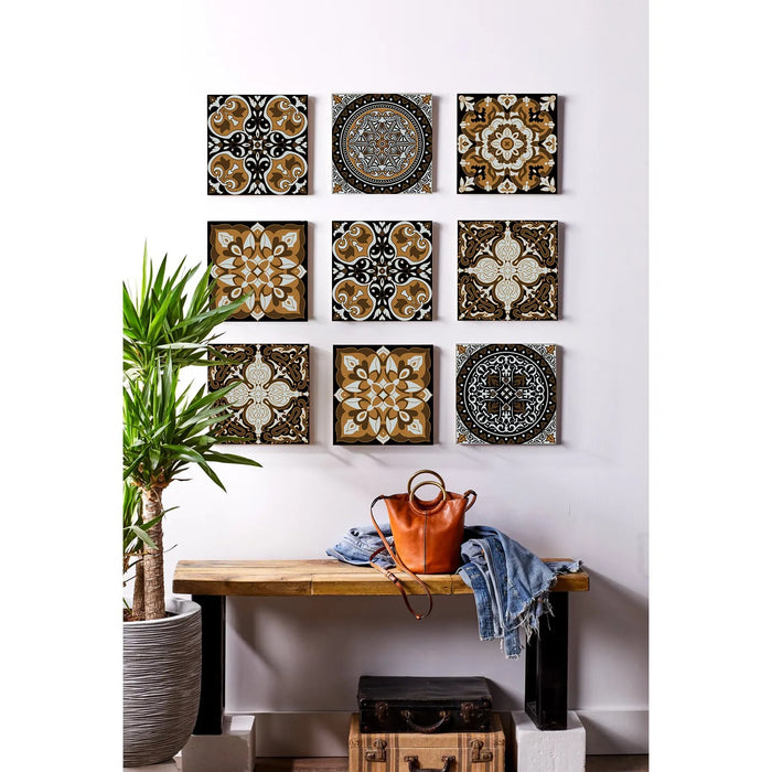 Anyhouz Wallpaper Dark Brown 15cmx15cm 24 Pcs Modern Retro Style PVC Tile Stickers Waterproof Self Adhesive Wall Home Decor