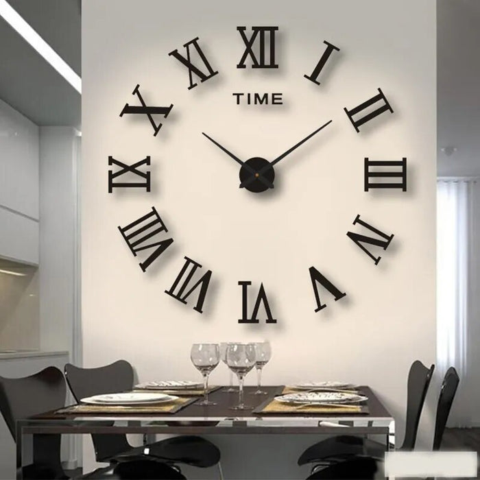 Anyhouz Wall Clock Black Design 2 47 Inch 3D Diy Mirror Wall Clock Acrylic Sticker Fashion Quartz Clocks Watch Home Decoration