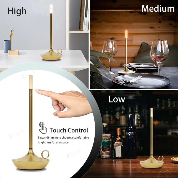 Anyhouz Hotel Lightning Lamp Upgraded Gold Led Bar Table lamp USB Rechargeable Office Restaurant Study Reading Desk Light