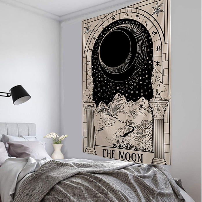 Anyhouz Tapestry Black Yellow Page Of Rings 150X100 cm Tarot Card Psychedelic Scene Art Hippie Bohemian Decoration Sheets