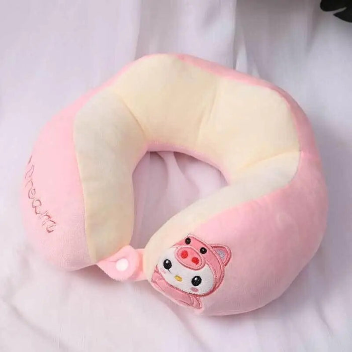 Anypack Neck Pillow Pink Cartoon Cute U-Shaped Comfortable Sleep Headrest