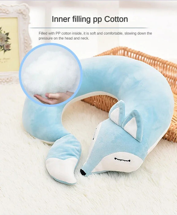 Anypack Neck Pillow Black Fox Creative Cartoon U-Shaped Cute Comfortable Sleep Headrest